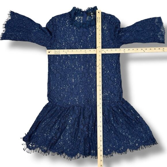Missguided Sheer Lace Topper Tunic Dress Navy Blue Size 4 Whimsigoth Boho Goth - Picture 12 of 13